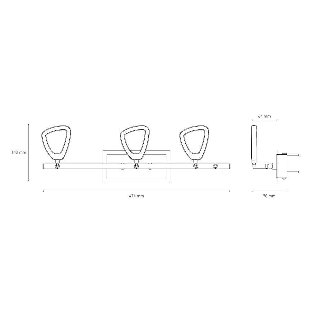 LUM. SOBREPONER A MURO LED MIRROR STONE III 100-240V BFP 60K GRIS ACERO *** HAE ***