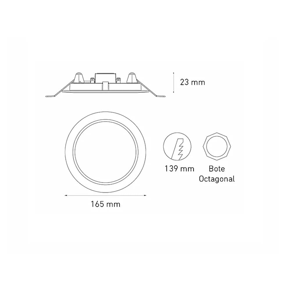 LUMINARIO LED DOWNLIGHT LUNA 9 PLUS SSD 12W/100-140V. BLANCO 3000K LUZ CALIDA ELECTROMAG