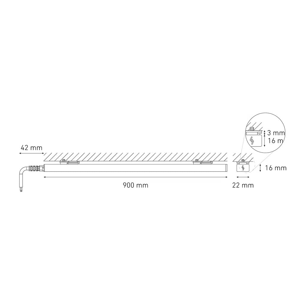 LUMINARIO LED SERIE III BL FLAT 18W/100-140V. 900MM. BLANCO 6000K LUZ DE DIA ELECTROMAG