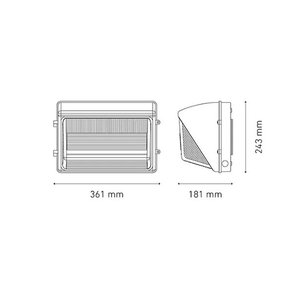 LUMINARIO LED SOBREPONER MURO WALLPACK 90 90W/100-305V. GRIS 6000K MAGG