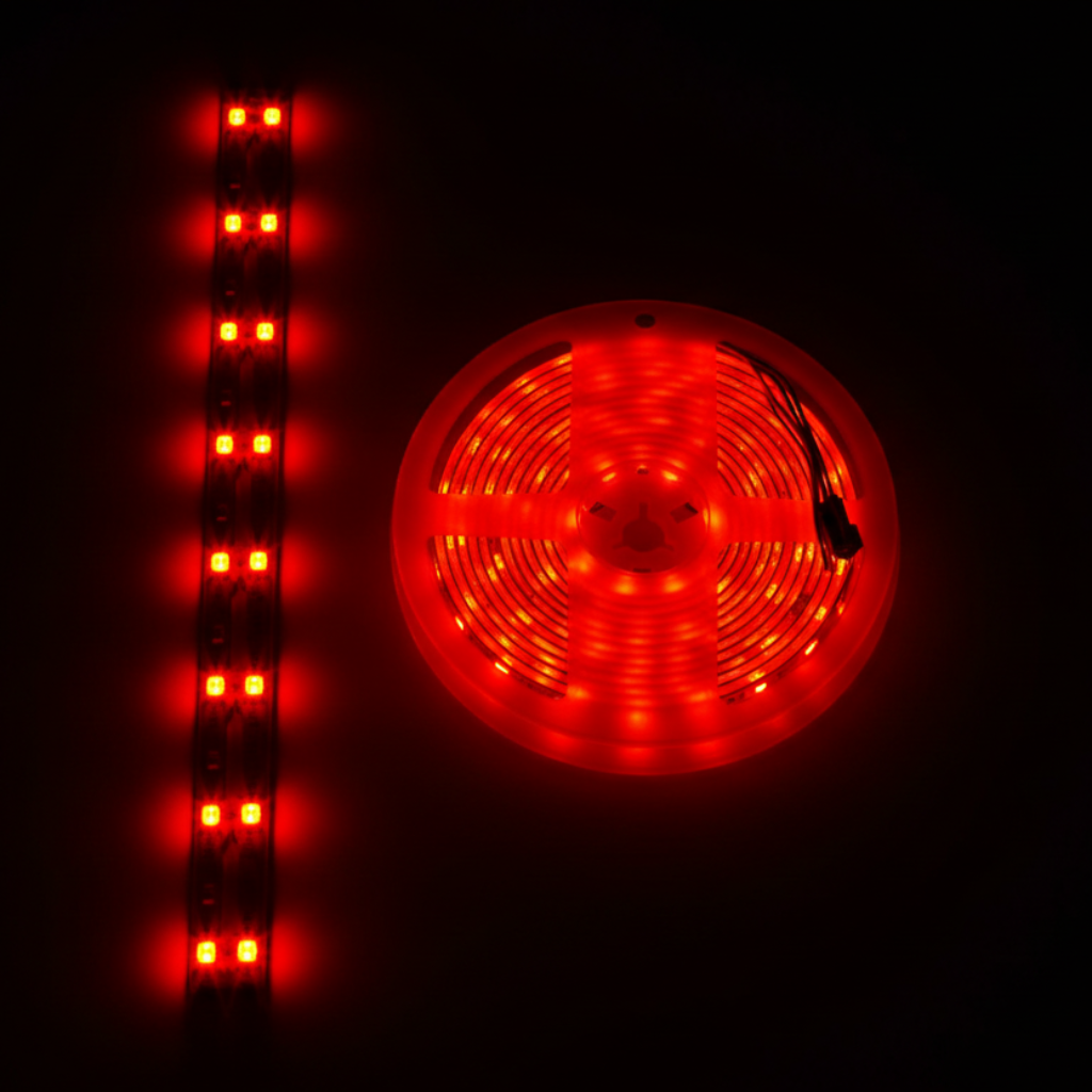 TIRA EXTRAPLANA DE LED COB 5MTS C/720 LEDS POR MT RGB 3 EN 1 TIPO PIXEL 24V CC 20W OPTICA 120 PISTA DE COBRE ACABADO C/AUTODHESIVO 3M PCB 2 OZ BOBLE CARA PROTECCION IP67