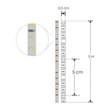 TIRA EXTRAPLANA DE LED 2216 5 M CON 120 LEDS POR M BLANCO 9.6 W POR M OPTICA 120 PISTA DE COBRE ACABADO BLANCO CON AUTO ADHESIVO 3M CRI 90 PCB 3 OZ DOBLE CARA 24V CC IP20