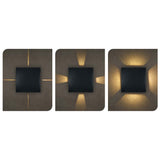 LUMINARIO DE PARED DE LED BLANCO CALIDO 4W CUBO 4 SALIDAS OPTICA AJUSTABLE DE SOBREPONER POLICARBONATO ACABADO NEGRO 85-265V CAIP65