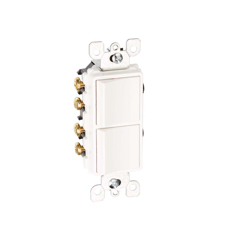 APAGADOR DUPLEX DECORA COMERCIAL 3 VIAS 15A. 120/277V. BLANCO 05643-00W LEVITON