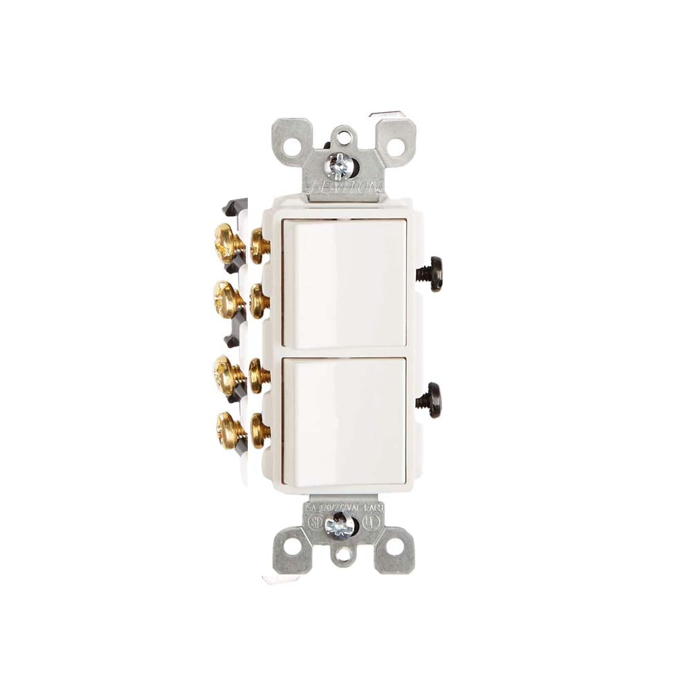 APAGADOR DUPLEX DECORA COMERCIAL 3 VIAS 15A. 120/277V. BLANCO 05643-00W LEVITON