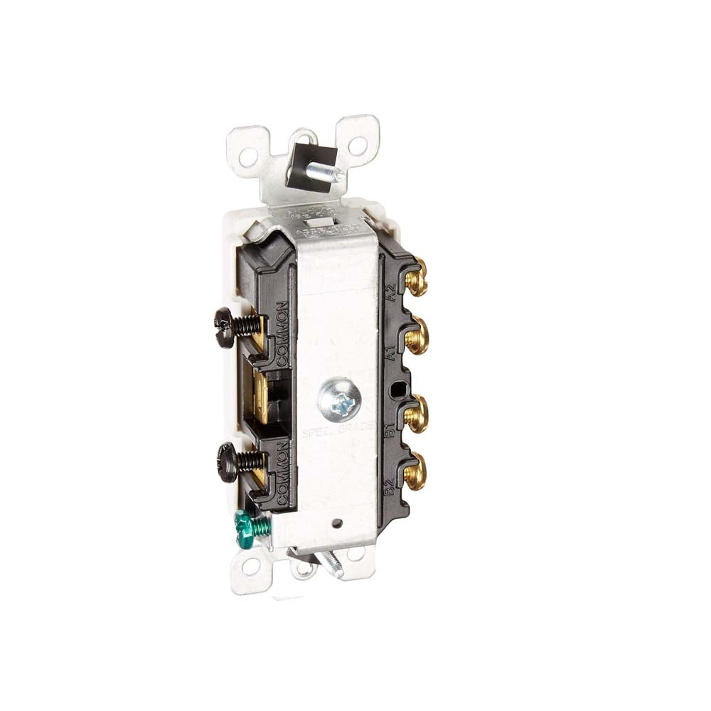 APAGADOR DUPLEX DECORA COMERCIAL 3 VIAS 15A. 120/277V. BLANCO 05643-00W LEVITON