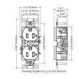 CONTACTO DUPLEX NARANJA TIERRA AISLADA 2P 3H 15A 125V 05262-0IG LEVITON *** OFRECER IG5262RN O LEV105 ***