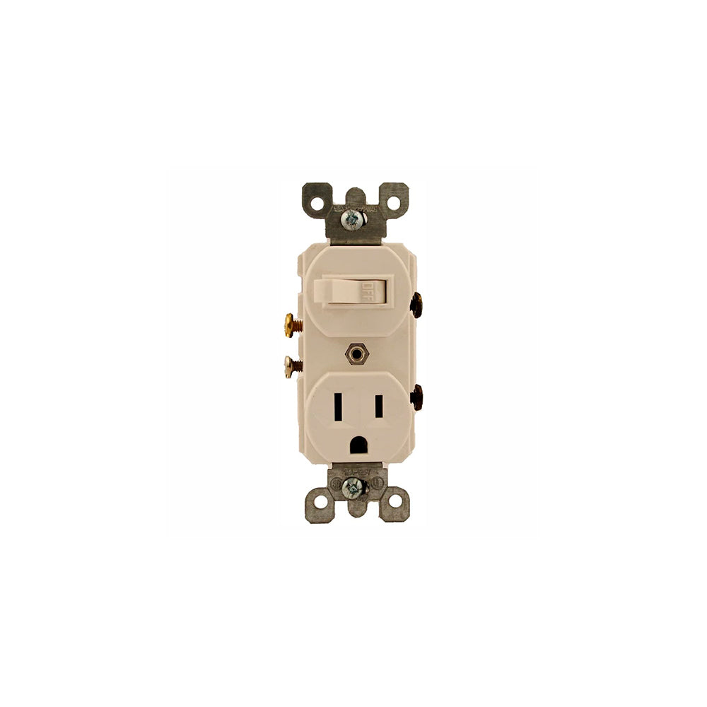 CONTACTO Y APAGADOR PALANCA 15A/125V. BLANCO 043-05225-00W LEVITON