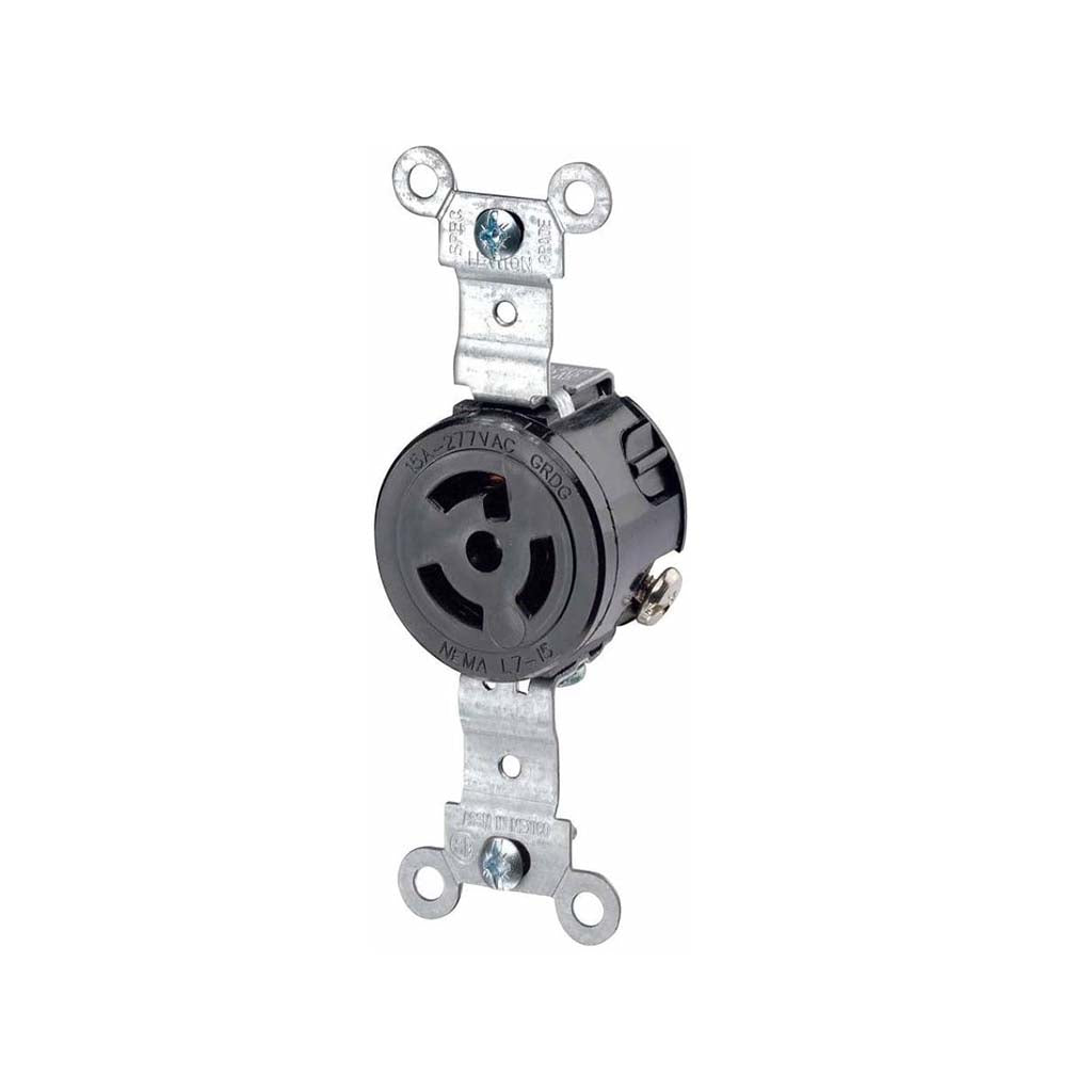 CONTACTO FIJO NEGRO 2P-3H 15A/277V. CONEXION A TIERRA 04760-000 LEVITON *** OFRECER CWL715R ***