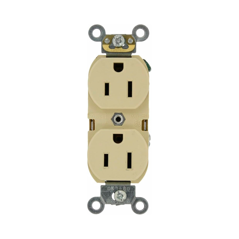 CONTACTO DUPLEX CARGA PESADA15A/125V. 2P-3H MARFIL 05262-0SI LEVITON *** OFRECER HBL5262I ***