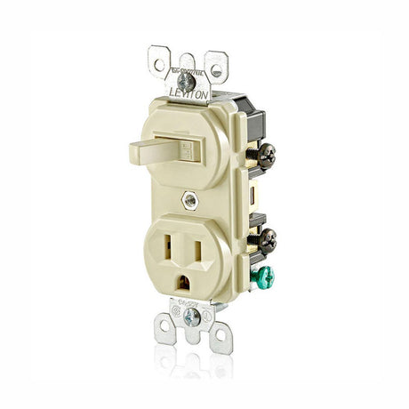 CONTACTO CON APAGADOR PALANCA 15A/127V. MARFIL 05225-00I LEVITON