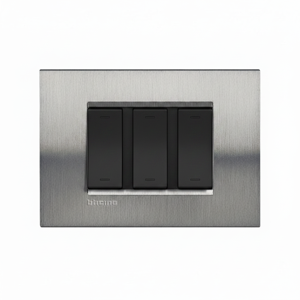 PLACA RECTANGULAR COLOR ACERO PULIDO 3 MOD. LNA4803ACS LIVING Y LIGHT