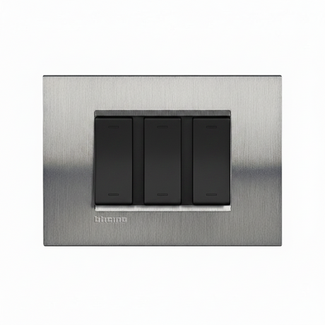PLACA RECTANGULAR COLOR ACERO PULIDO 3 MOD. LNA4803ACS LIVING Y LIGHT