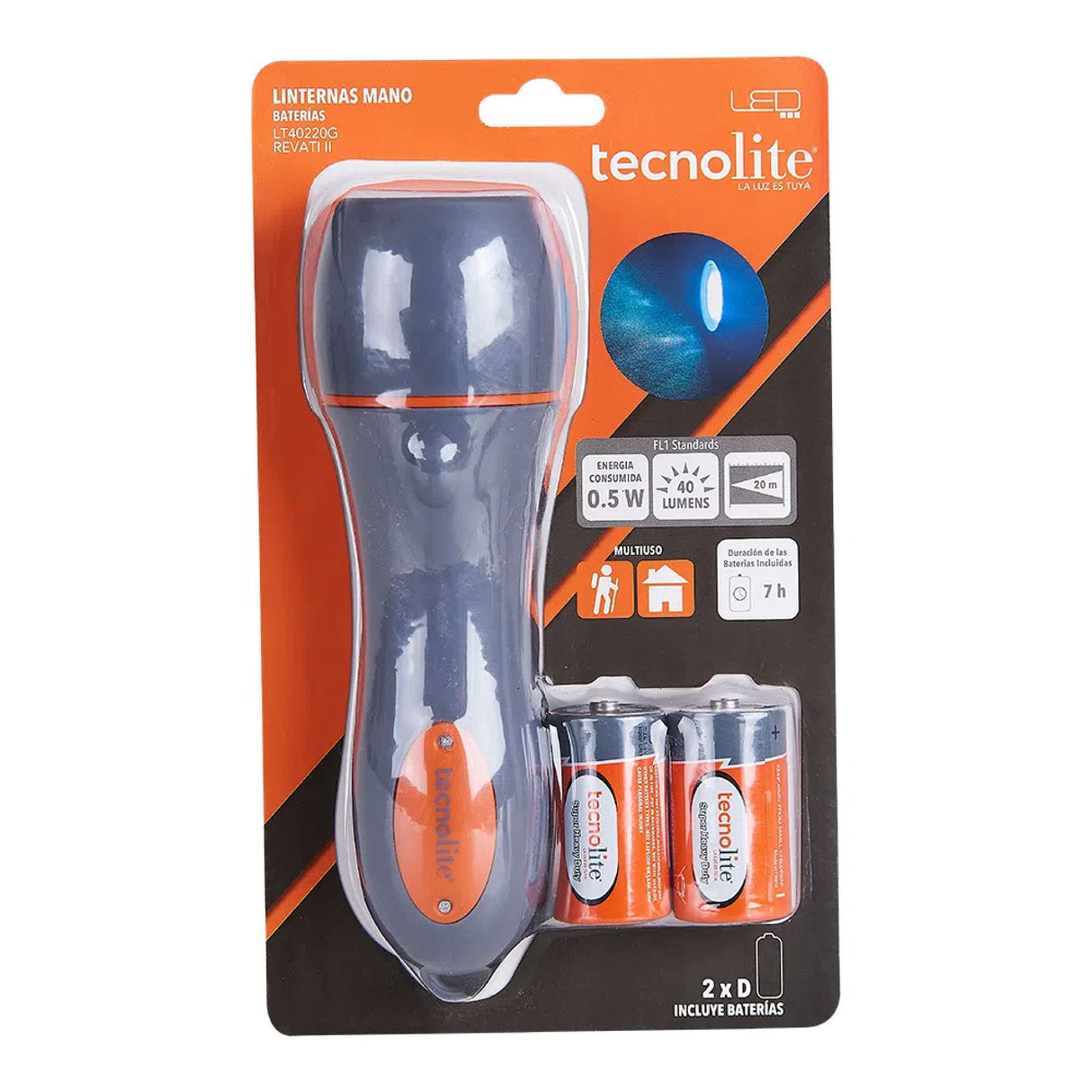 LINTERNA PORTATIL 0.5W. LED LUZ DE DIA REVATI II INCLUYE BATERIAS ***TECNOLITE HAE***