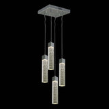 CANDIL COLGANTE CROMADO CRISTAL CUADRADO 4 LUCES 20 W