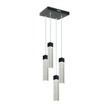 CANDIL COLGANTE NEGRO CRISTAL CUADRADO 4 LUCES 20 W