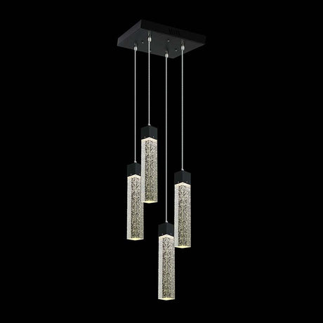 CANDIL COLGANTE NEGRO CRISTAL CUADRADO 4 LUCES 20 W