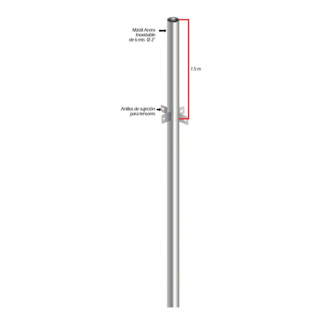 MASTIL DE ACERO INOX DE 6M C / OREJAS MCA PARRES