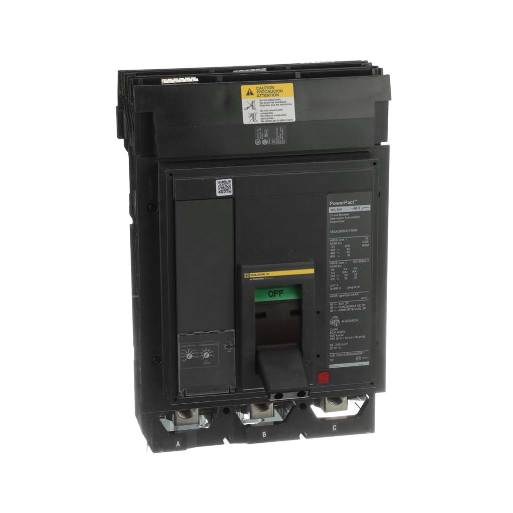 INTERRUPTOR TERMOMAGNETICO M 18KA 3P 600VAC REGULABLE 300-800A FASE ABC SCHNEIDER ELECTRIC MGA36800E10