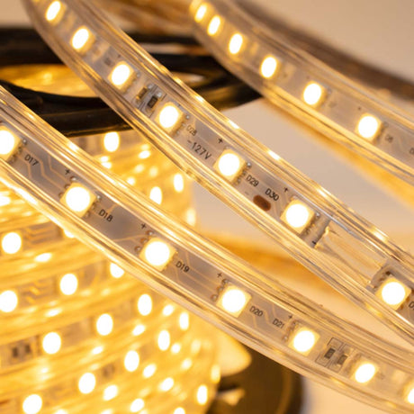 MANGUERA PLANA LED 5050 SMD 127V IP65 2500K CAL. 25 MTS