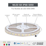 TIRA FLEXIBLE LED 5050 SMD 12V. IP68 B.C.