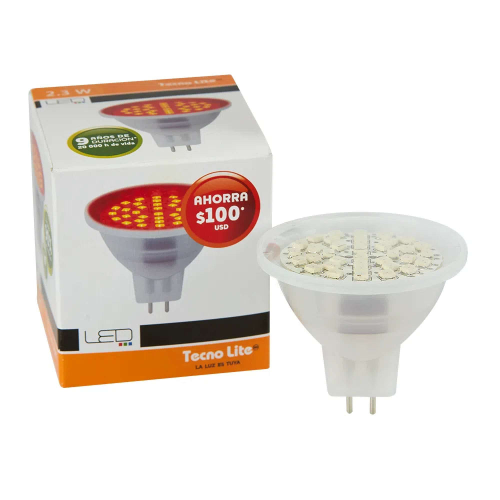 FOCO LED TECNOLITE TIPO MR16 2.3W LUZ ROJA BASE GX5.3