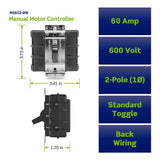 INT. PALANCA NEGRO 2H/60A ARRANQUE MOTOR GDO. IND. S/CONEX. TIERRA 10HP/240V. 15HP/480V. 20HP/600V. MS602-BW