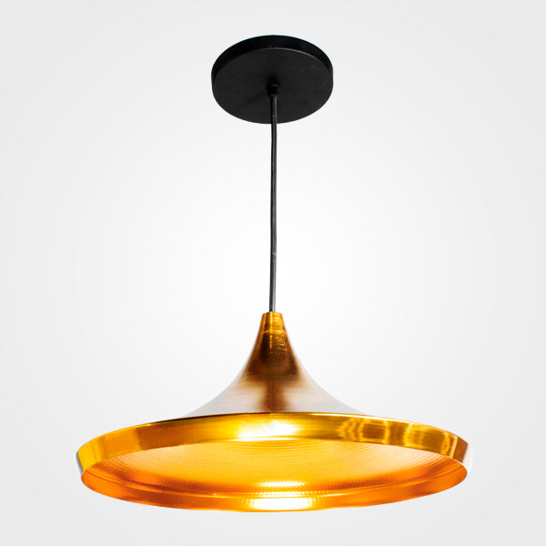 LUMINARIO COLGANTE 127 V ALUMINIO ANODIZADO DORADO MAXXI   *** HAE ***