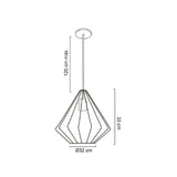 LUMINARIO COLGANTE CAMPANA ACERO NEGRO DETALLE SATIN BASE METALICA Y CABLE COLOR NEGRO USO INTERIOR FOCOS NO INCLUIDOS*HAE2024*