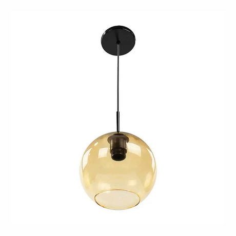 LUMINARIO COLGANTE BASE METALICA NEGRA VIDRIO SOPLADO COLOR AMBAR 127V LAMPARA OPCIONAL NO INCLUIDA