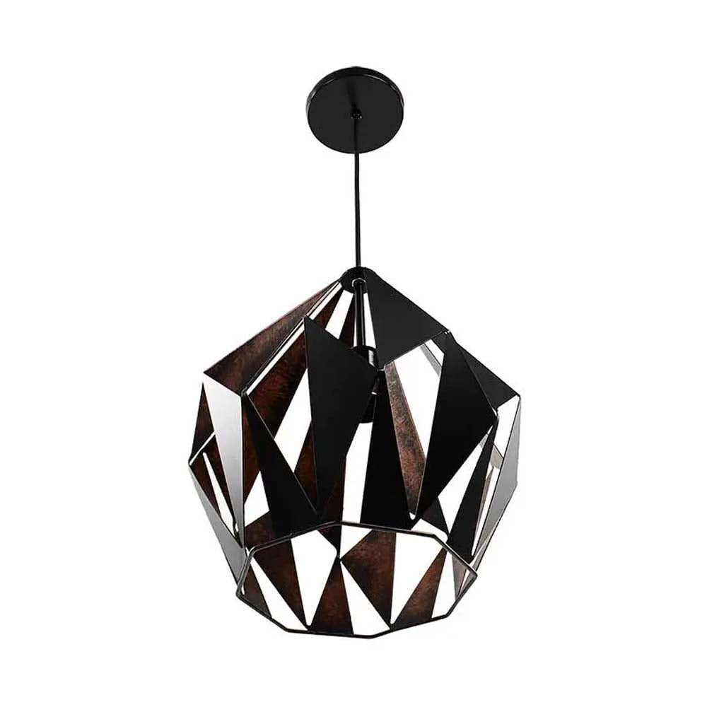 CAMPANA EN ACERO COLOR NEGRO CON INTERIOR DORADO BASE MATELICA Y CABLE EN COLOR NEGRO USO INTERIOR NO INCLUYE LAMPARA