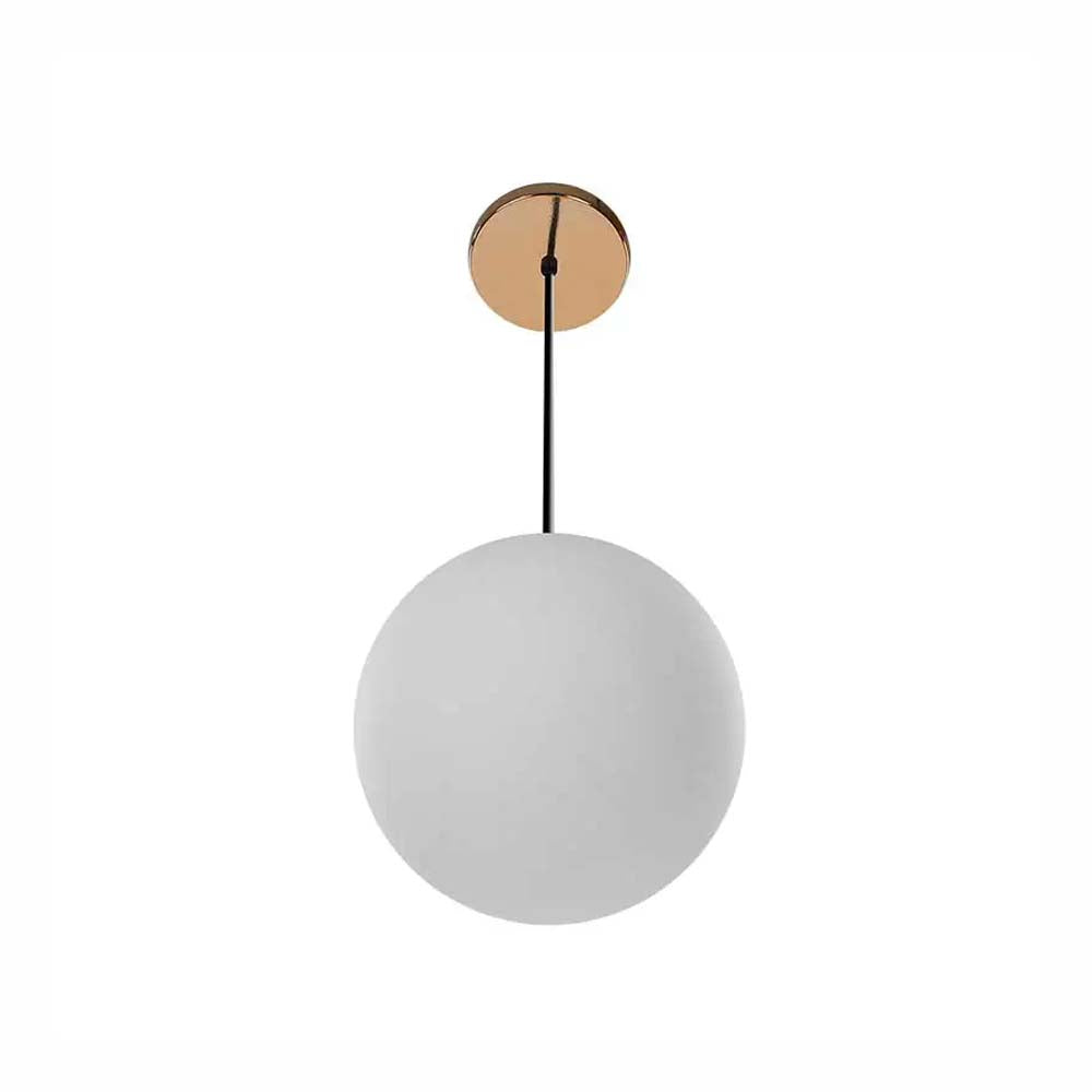 LUMINARIO COLGANTE ALUMINIO COLOR COBRE CON VIDRIO SOPLADO MATE BLANCO 20 CM H-120CM 127V LAMPARA OPCIONAL NO INCLUIDA