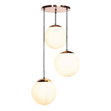 LUMINARIO COLGANTE ALUMINIO EN COLOR COBRE CON VIDRIO SOPLADO MATE 20CM H-120CM 127V LAMPARA OPCIONAL NO INCLUIDA