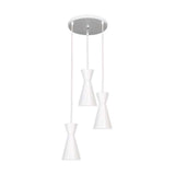 LUMINARIO COLGANTE LAMINA DE ACERO EN COLOR BLANCO CON DETALLE EN COLOR BLANCO 14CM H-120CM 127V 3 LUCES LAMPARA OPCIONAL NO INCLUIDA*HAE2024*