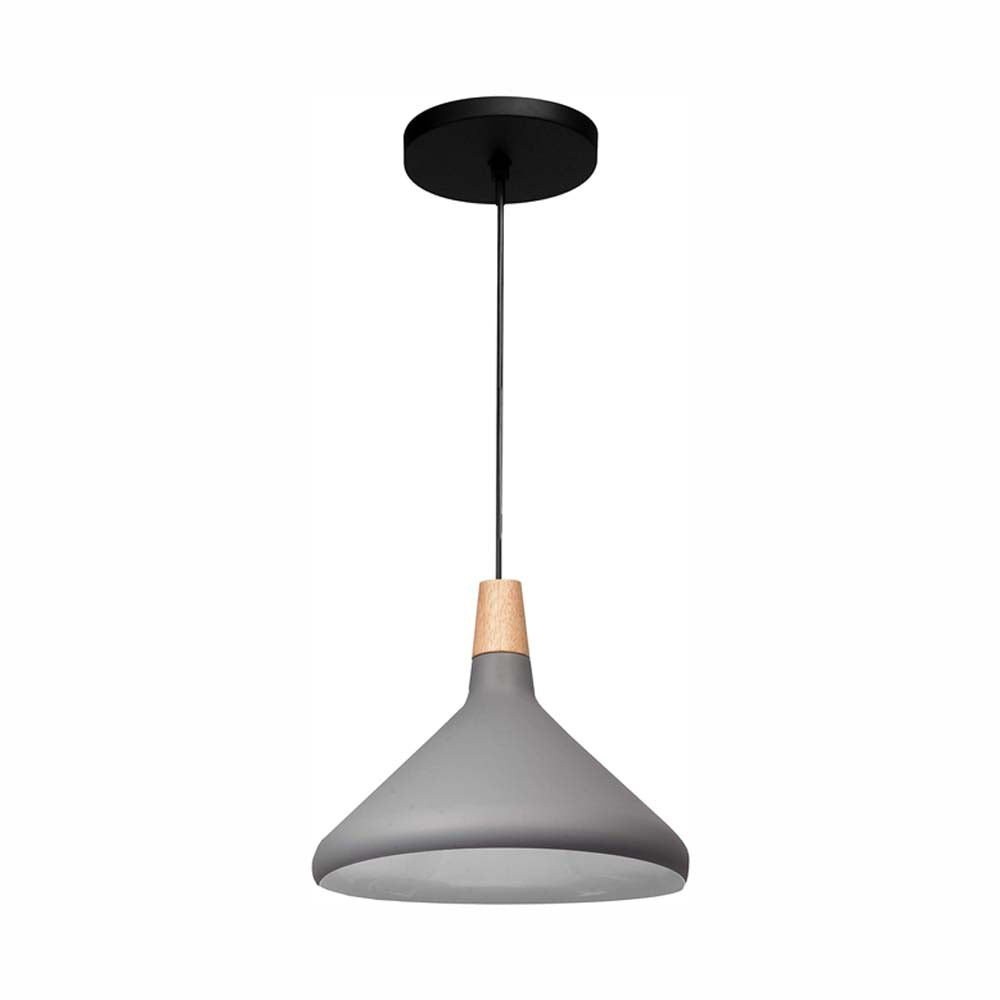 CANDIL LAMINA ACERO GRIS DETALLE MADERA 26X120CM E27 127V MAXXI