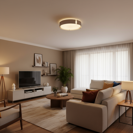 PLAFON CUERPO EN ALUMINIO VIDRIO ESMERILADO PLANO 2 X E26 43 CM TERMINADO SATIN*HAE2024*