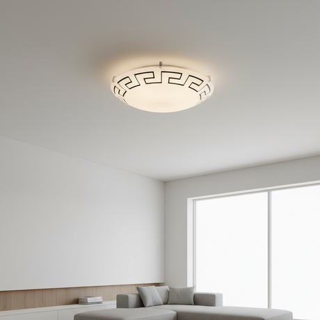 PLAFON REDONDO VIDRIO MATE DECORADO 30 CMS *** HAE ***