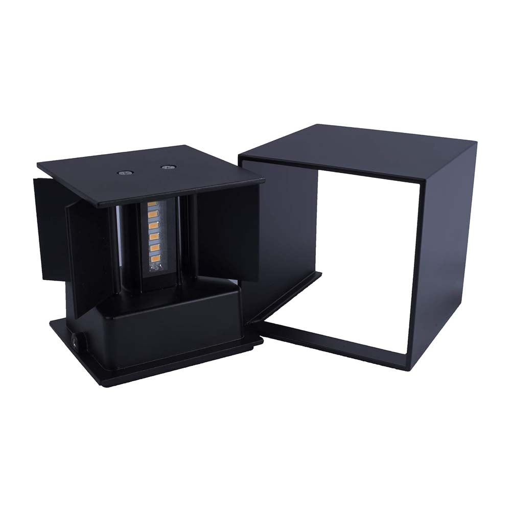 LUMINARIO DE LED P/PARED 2X3W 6000K IP45 10X10CM NEGRO ANGULO AJUSTABLE MCA MAXXI T.E. AGOSTO 2024
