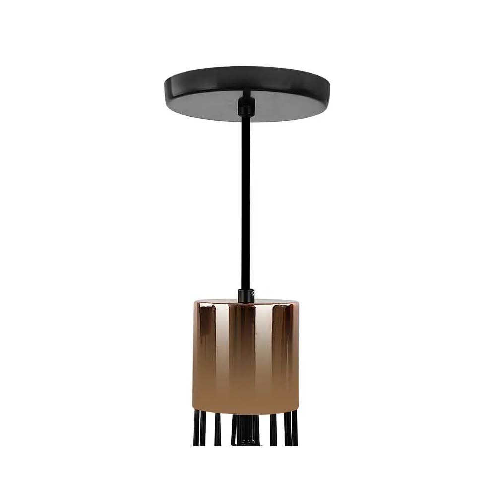 CANDIL REJILLA ACERO NEGRO DETALLE COBRE 21.5X120CM E27 127V MAXXI *** HAE ***