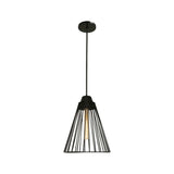LUMINARIO COLGANTE REJILLA DE ACERO NEGRO BASE METALICA USO INTERIOR FOCOS NO INCLUIDOS *** HAE ***