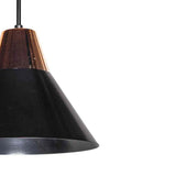 CAMPANA DECORATIVA EN METAL COLOR NEGRO MATE DETALLE EN COLOR COBRE CANOPE Y CABLE NEGRO 23.8XM H120CM USO INTERIOR NO INCLUYE LAMPARA