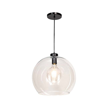 LUMINARIO COLGANTE PANTALLA DE VIDRIO SOPLADO TRANSPARENTE BASE METALICA CABLE COLOR NEGRO 40 H120CM USO INTERIOR SE RECOMIENDA EL USO DE FOCOS FILAMENTO VINTAGE NO INCLUIDOS