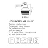 MINISUBURBANA ALUMINIO CON CAMPANA ACRILICO BASE E26 127-220V CON BASE P/FOTOCELDA NO INCLUYE FOCO