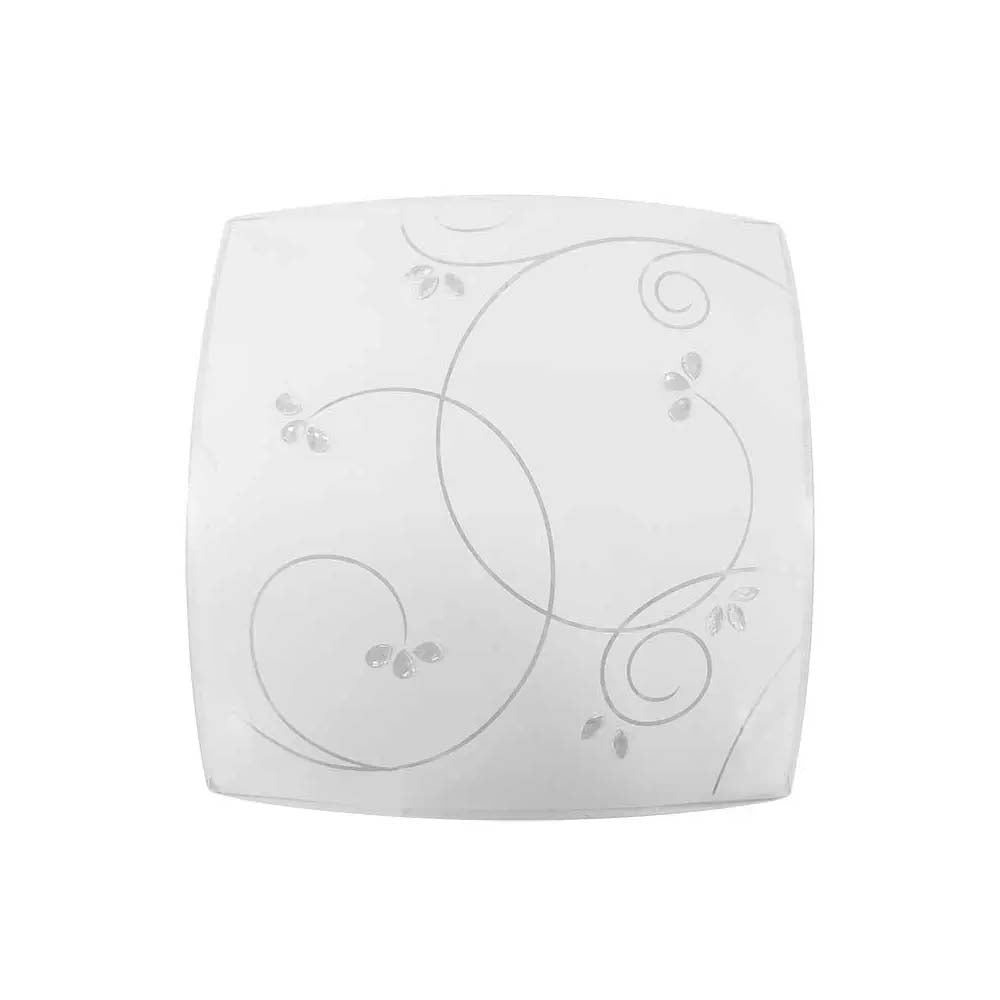 LUMINARIO DE TECHO PLAFON LAMINA DE ACERO VIDRIO SATINADO CON INCRUSTACIONES 127V LAMPARA OPCIONAL NO INCLUIDA