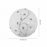 LUMINARIO DE TECHO PLAFON 8073 (30X30CM) 2XE27 VIDRIO CURVO MATE DECORADO INCRUSTACIONES PLATEADAS
