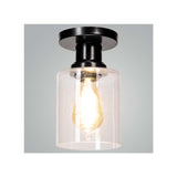 PLAFON 8076 (11XH20CM) CON VIDRIO SOPLADO TRANSPARENTE COLOR NEGRO 1XE27