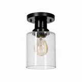 PLAFON 8076 (11XH20CM) CON VIDRIO SOPLADO TRANSPARENTE COLOR NEGRO 1XE27