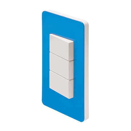 PLACA ESTEVEZ UNNO 3 MÓDULOS AZÚL CHASIS BLANCO