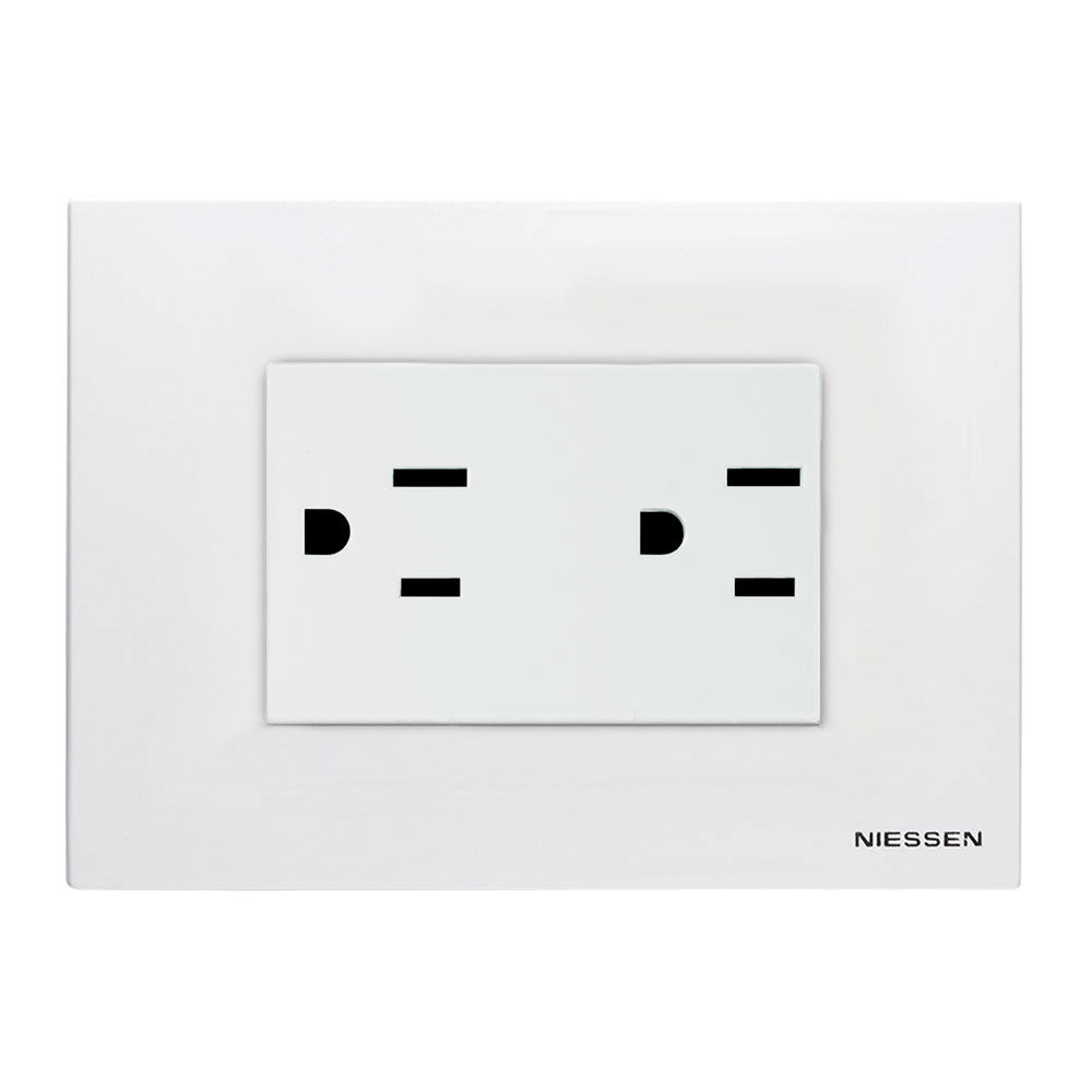 CONTACTO DÚPLEX ESTEVEZ ZENIT 2 POLOS CON TIERRA 3 MÓDULOS BLANCO