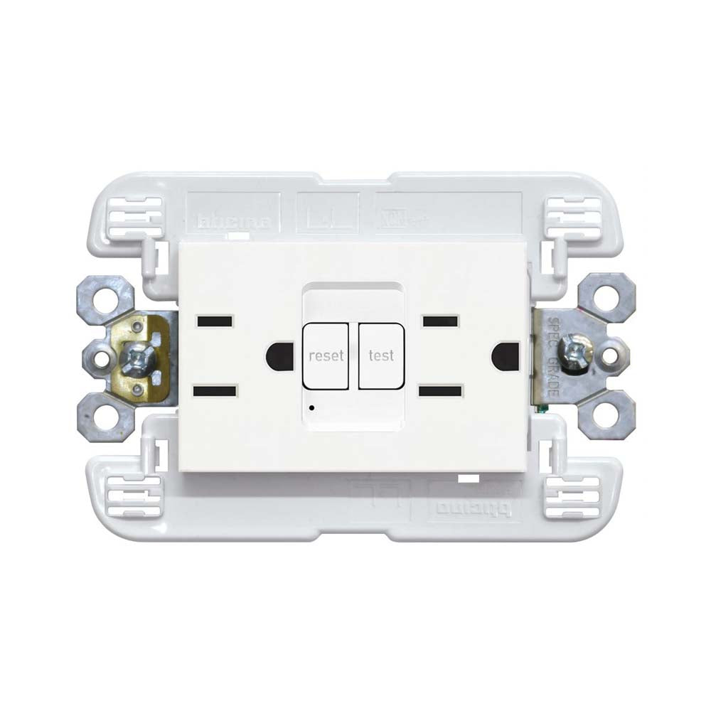 TOMACORRIENTE DUPLEX ICFT 15A/127V. CON AUTOPRUEBA Y PROTECCION INFANTIL CON CHASIS BLANCO 3 MODULOS